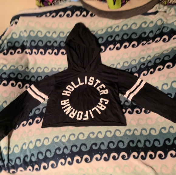 Hollister crop long sleeve summer sweater w/hood - Picture 3 of 4